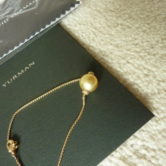 David Yurman Solari Single Station Bracelet 18K Gold South Sea Pearl w/ Diamonds - Picture 10 of 10